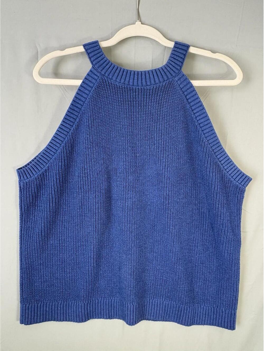 Old Navy Blue Sleeveless Shaker-Stitch Sweater Womens sz XXL Preppy Casual